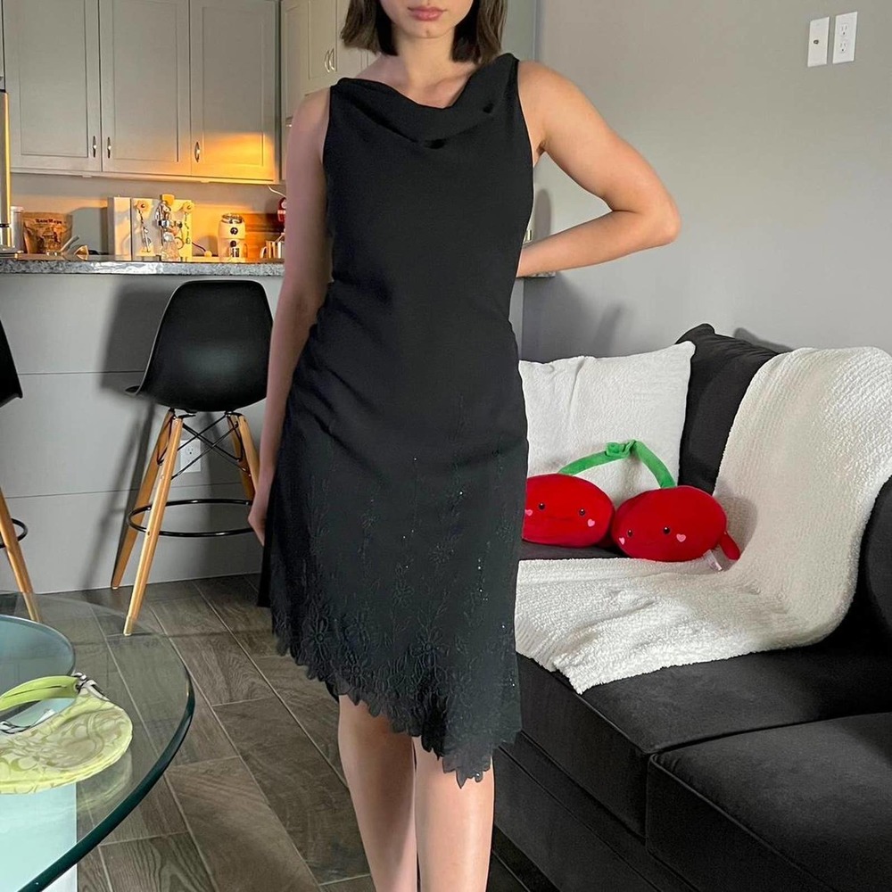 Vintage Y2K Cowl Beaded Dress